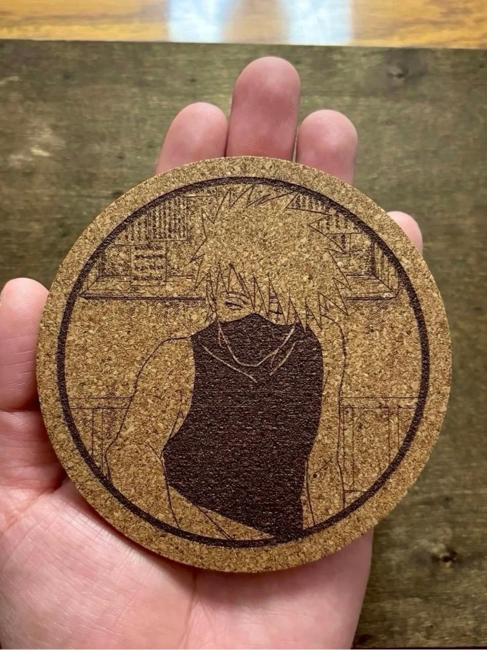 Naruto Kakashi Laser Engraved Cork Coasters Lot of 5